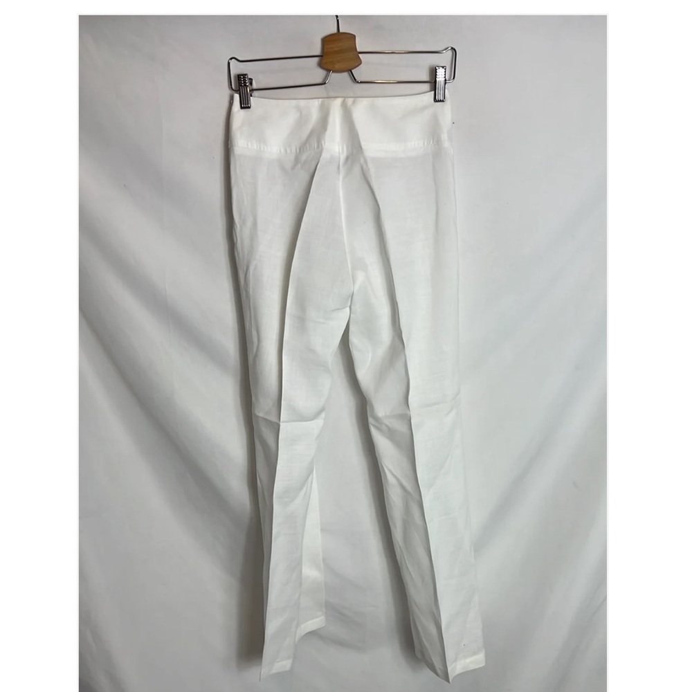 Naf Naf White Embroidered linen White Trouser Pants Eur Size 40 Wide Leg Paris - Picture 3 of 8